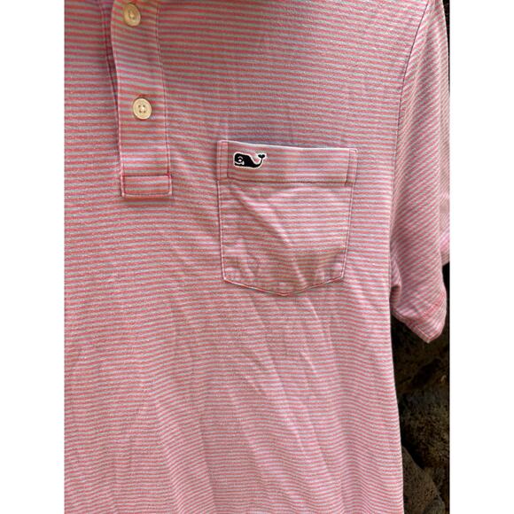 Vineyard Vines Pink Grey Striped Soft Knit Golf Polo - Small - Picture 8 of 8